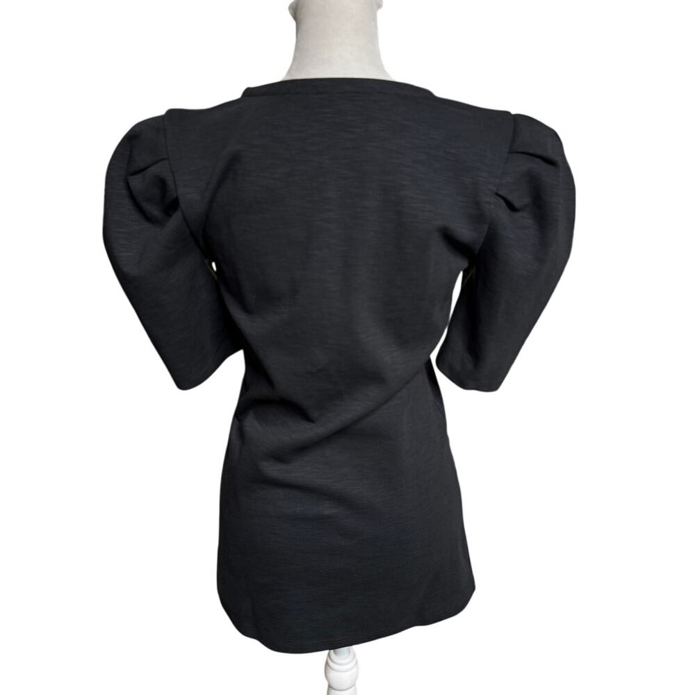Free People Ellery Puff Sleeve Blouse NWT Black M - Picture 3 of 12
